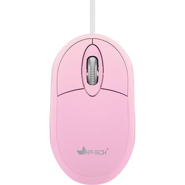 Mouse Óptico USB Rosa Pastel, 1200DPI, MF106 App-Tech - CX 1 UN