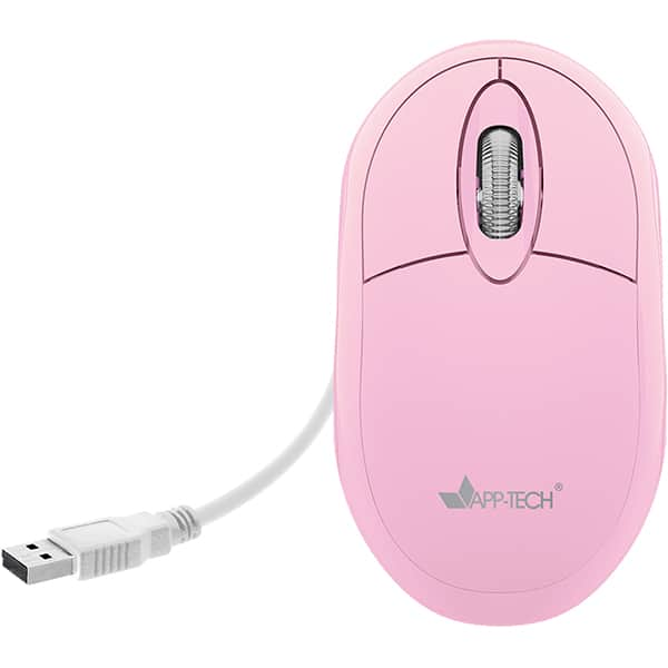 Mouses C/ Fio USB 1200dpi rosa pastel MF105 APP-TECH CX 1 UN