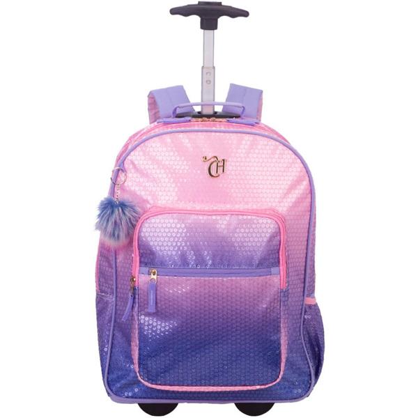 Mochila com rodas, Capricho, poliéster, Rosa e Lilás, 075964-08, Sestini - PT 1 UN