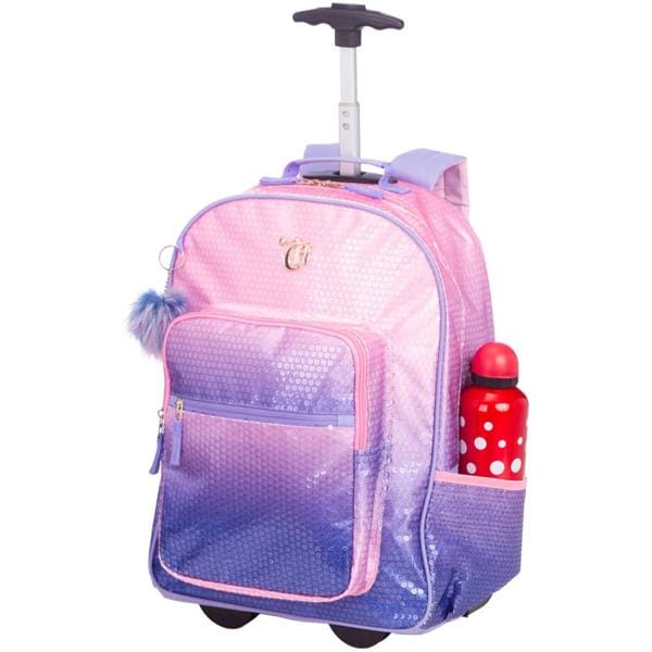 Mochila com rodas, Capricho, poliéster, Rosa e Lilás, 075964-08, Sestini - PT 1 UN