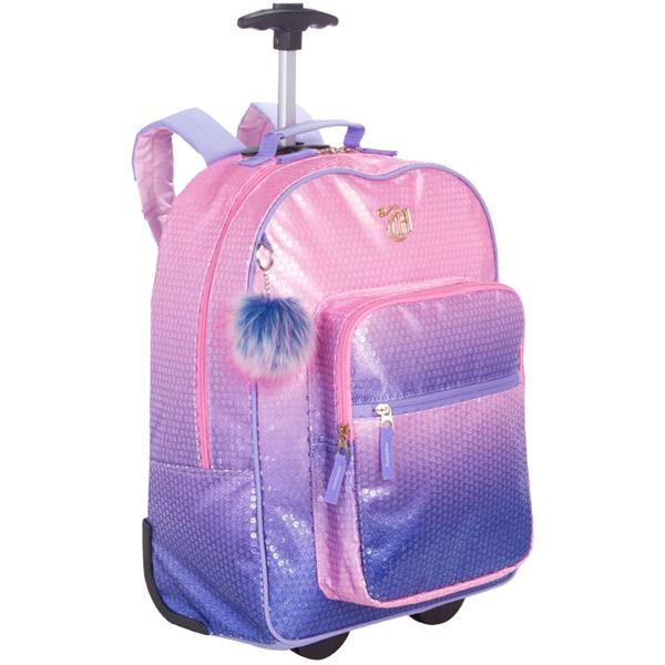 Mochila com rodas, Capricho, poliéster, Rosa e Lilás, 075964-08, Sestini - PT 1 UN