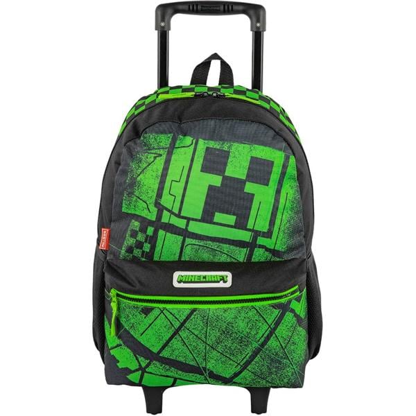 Mochila Escolar Infantil de Rodinhas Minecraft Sestini - PT 1 UN