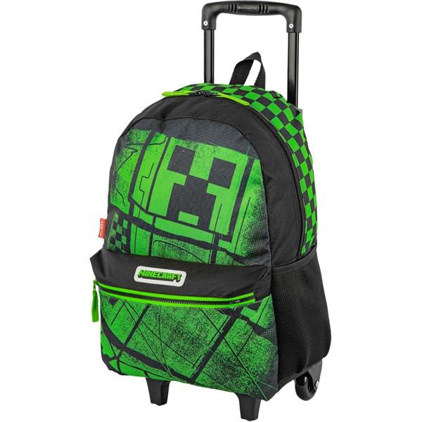 Mochila Escolar Infantil de Rodinhas Minecraft Sestini - PT 1 UN