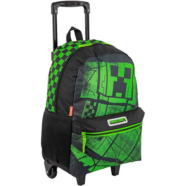 Mochila Escolar Infantil de Rodinhas Minecraft Sestini - PT 1 UN