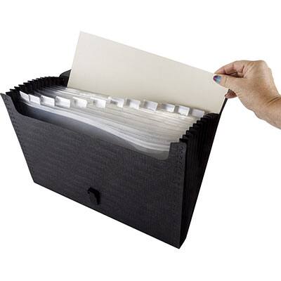 Maleta Sanfonada Plástica PP Oficio com 12 Divisórias e Etiquetas, Executive, Preto, Dello - PT 1 UN