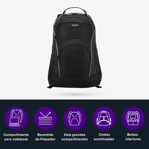 Mochila para notebook até 16", em poliéster, Motor, Preta, TSB194, Targus - PT 1 UN