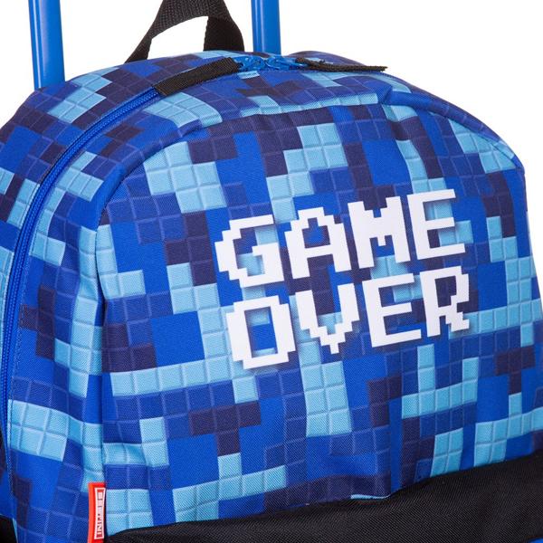 Mochila Escolar Infantil de Rodinhas Plus Game Poliéster Azul Sestini - PT 1 UN