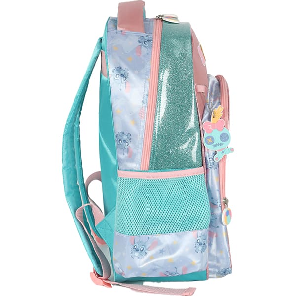 Mochila escolar em poliéster, Stitch, Turquesa, Luxcel - PT 1 UN