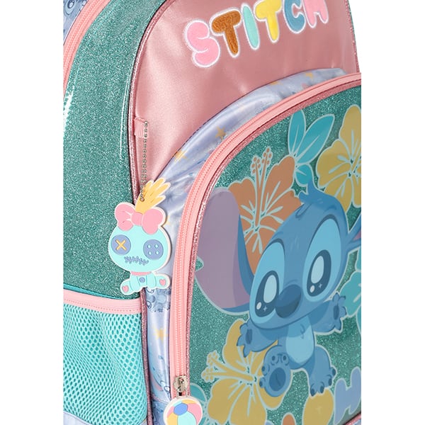 Mochila escolar em poliéster, Stitch, Turquesa, Luxcel - PT 1 UN