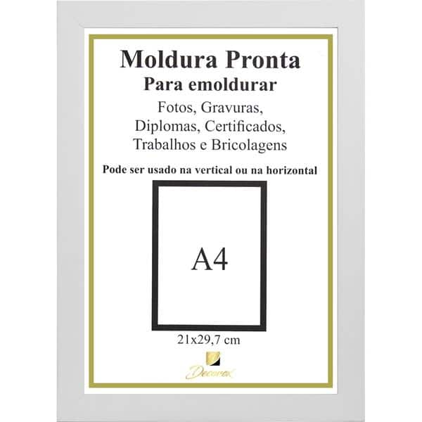 Moldura A4 para certificado branco - Decorex PT 1 UN