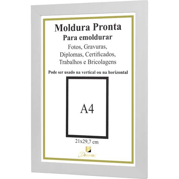 Moldura A4 para certificado branco - Decorex PT 1 UN