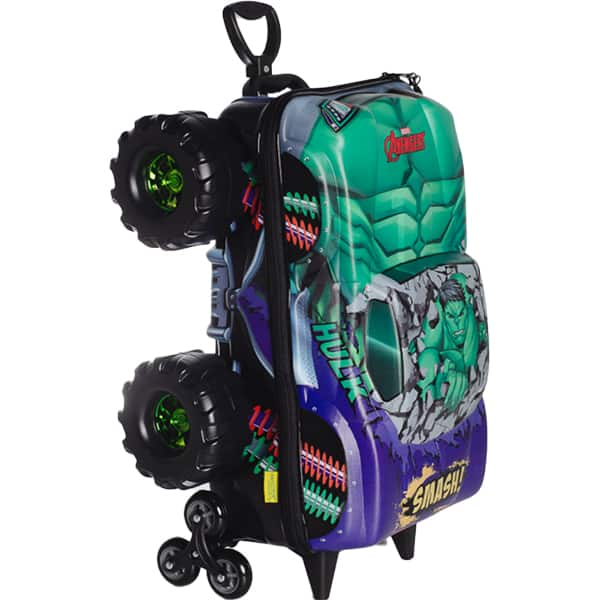 Mochila Escolar Infantil de Rodinhas em EVA, Hulk Monster Trucks, Maxtoy - PT 1 UN