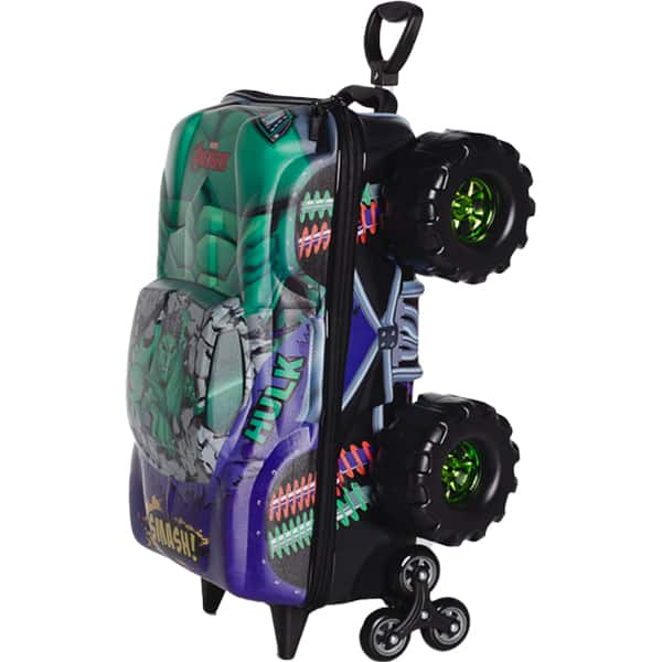 Mochila Escolar Infantil de Rodinhas em EVA, Hulk Monster Trucks, Maxtoy - PT 1 UN