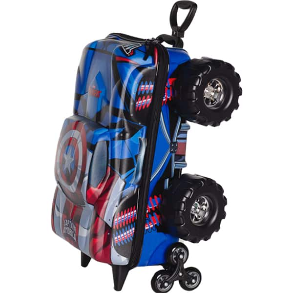 Mochila Escolar Infantil de Rodinhas em EVA, Capitão América Monster Trucks, Maxtoy - PT 1 UN