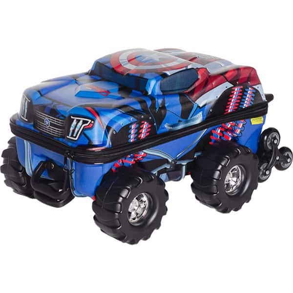 Mochila Escolar Infantil de Rodinhas em EVA, Capitão América Monster Trucks, Maxtoy - PT 1 UN