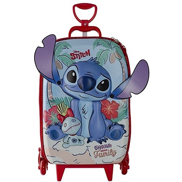 Mochila Escolar Infantil de Rodinhas em EVA, Stitch Praia, Maxtoy - PT 1 UN