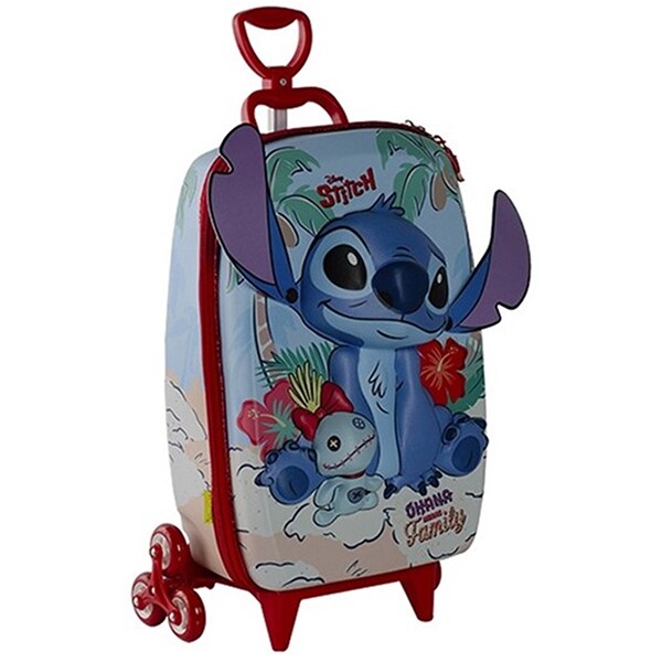 Mochila Escolar Infantil de Rodinhas em EVA, Stitch Praia, Maxtoy - PT 1 UN