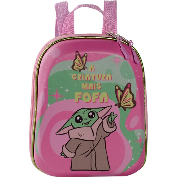 Mochila infantil Star Wars Grogu Rosa, em EVA, Maxtoy - PT 1 UN