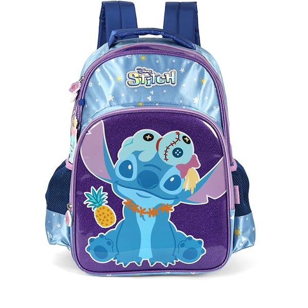 Mochila escolar em poliéster, Stitch, Violeta, Luxcel - PT 1 UN