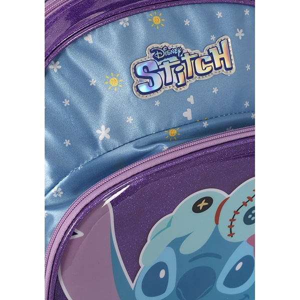 Mochila escolar em poliéster, Stitch, Violeta, Luxcel - PT 1 UN