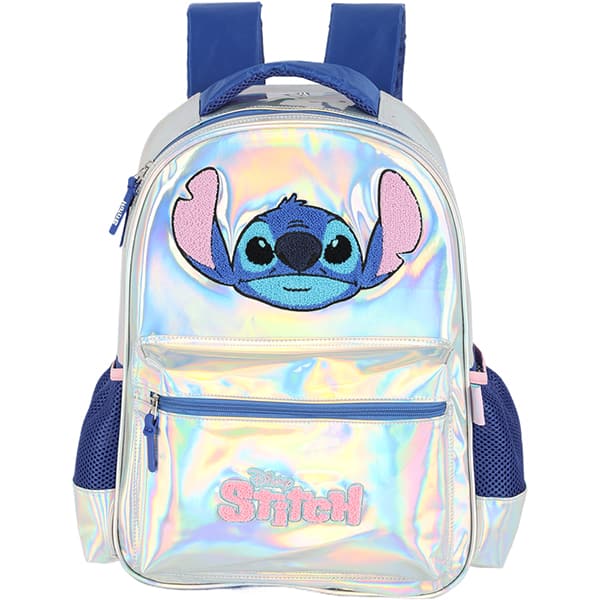 Mochila escolar em poliéster, Stitch, Prata, IS41681SC, Luxcel - PT 1 UN