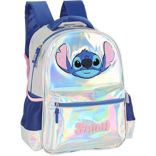 Mochila escolar em poliéster, Stitch, Prata, IS41681SC, Luxcel - PT 1 UN