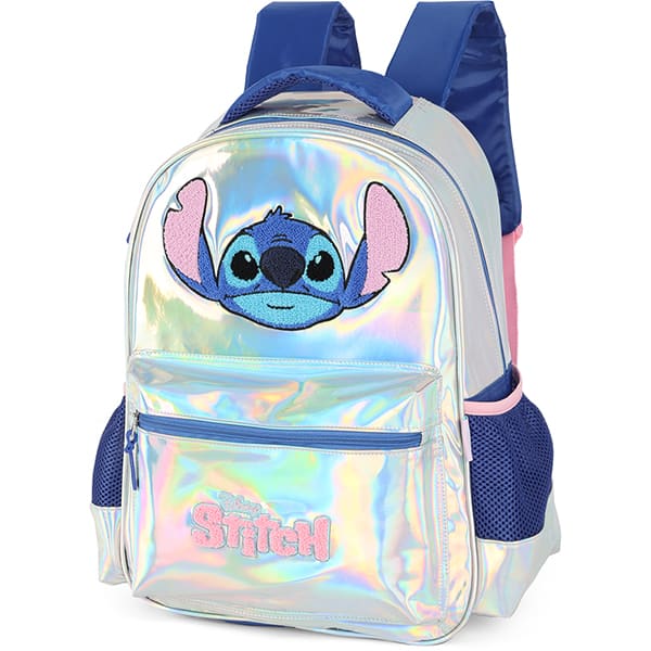 Mochila escolar em poliéster, Stitch, Prata, IS41681SC, Luxcel - PT 1 UN