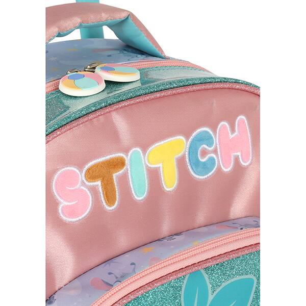 Mochila escolar de Rodinhas em poliéster, Stitch, Turquesa, Luxcel - PT 1 UN