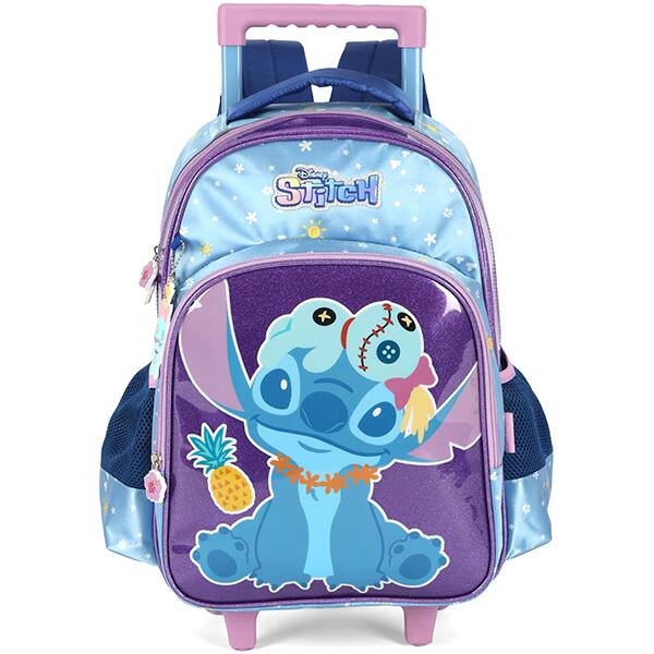 Mochila escolar de Rodinhas em poliéster, Stitch, Violeta, Luxcel - PT 1 UN