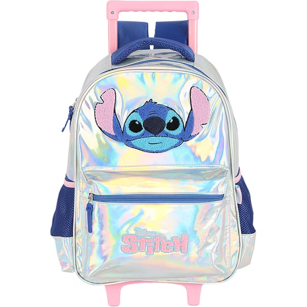 Mochila escolar de Rodinhas em poliéster, Stitch, Prata, Luxcel - PT 1 UN