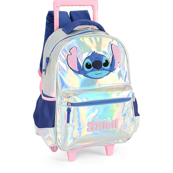 Mochila escolar de Rodinhas em poliéster, Stitch, Prata, Luxcel - PT 1 UN