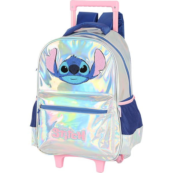 Mochila escolar de Rodinhas em poliéster, Stitch, Prata, Luxcel - PT 1 UN