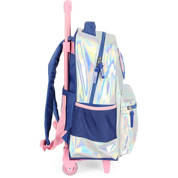 Mochila escolar de Rodinhas em poliéster, Stitch, Prata, Luxcel - PT 1 UN