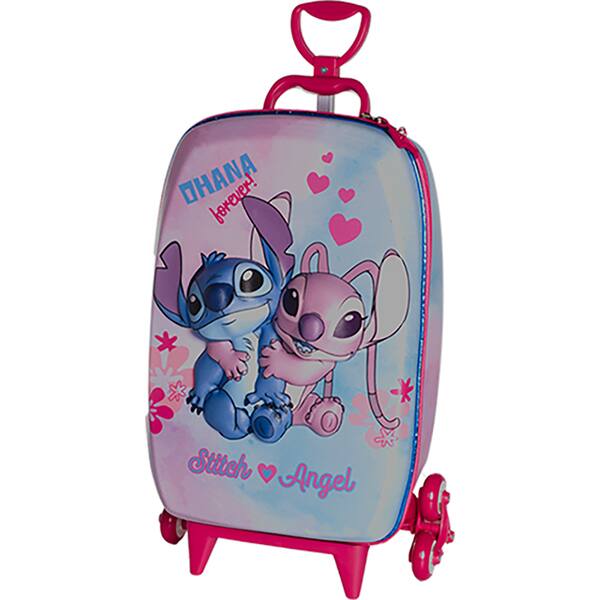 Mochila Escolar Infantil de Rodinhas em EVA, Stitch e Angel, Maxtoy - PT 1 UN