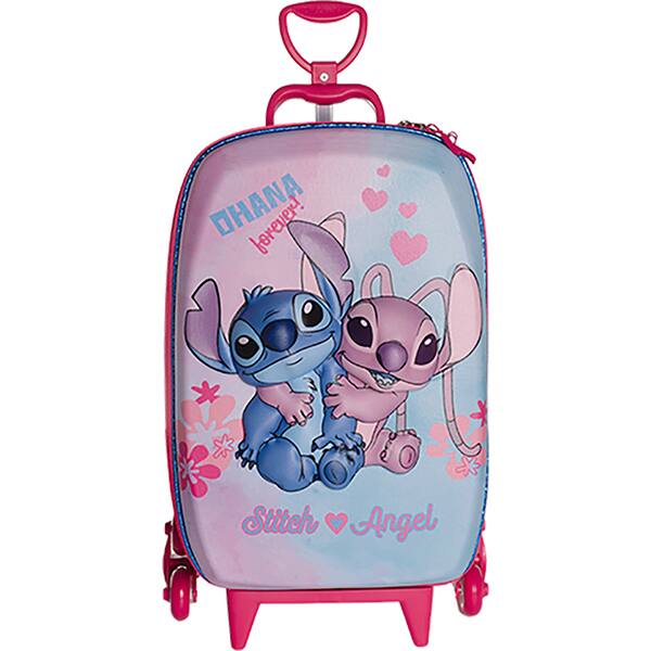 Mochila Escolar Infantil de Rodinhas em EVA, Stitch e Angel, Maxtoy - PT 1 UN