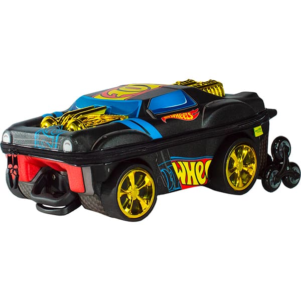 Mochila Escolar Infantil de Rodinhas em EVA, Hot Wheels Night Shifter Motor Dourado, Maxtoy - PT 1 UN