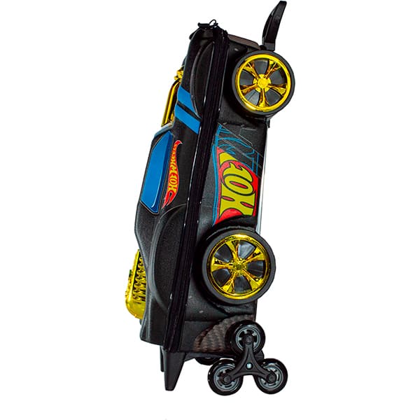 Mochila Escolar Infantil de Rodinhas em EVA, Hot Wheels Night Shifter Motor Dourado, Maxtoy - PT 1 UN