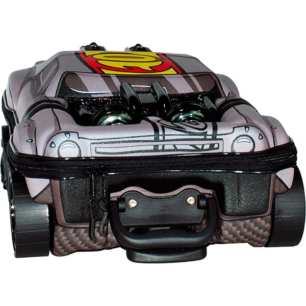 Mochila Escolar Infantil de Rodinhas em EVA, Hot Wheels Night Shifter Cinza, Motor Prata, Maxtoy - PT 1 UN
