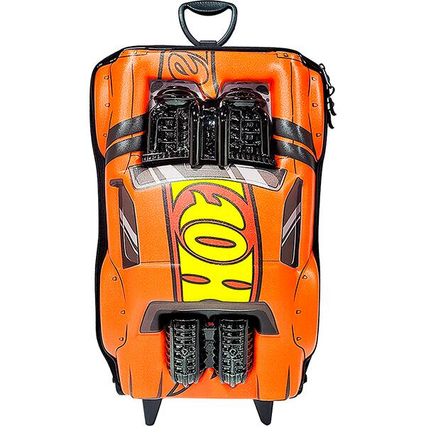 Mochila Escolar Infantil de Rodinhas em EVA, Hot Wheels Night Shifter Laranja, Motor Cromado, Maxtoy - PT 1 UN