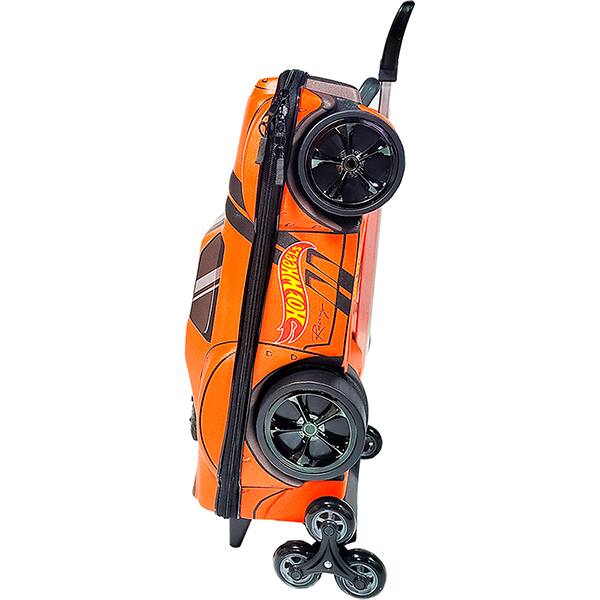 Mochila Escolar Infantil de Rodinhas em EVA, Hot Wheels Night Shifter Laranja, Motor Cromado, Maxtoy - PT 1 UN