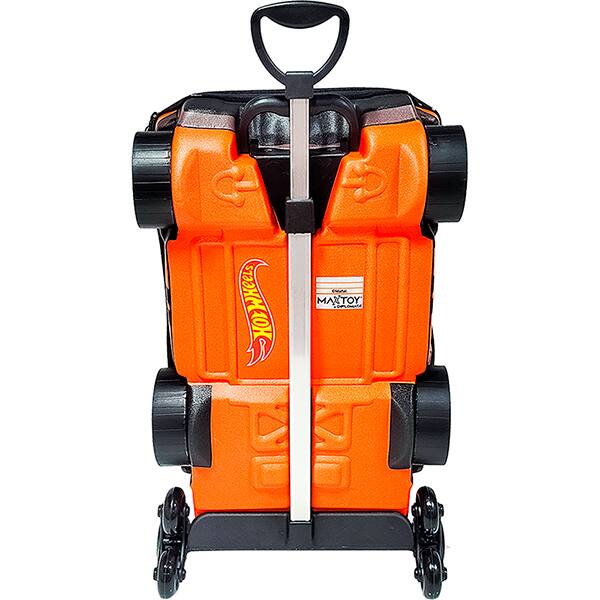 Mochila Escolar Infantil de Rodinhas em EVA, Hot Wheels Night Shifter Laranja, Motor Cromado, Maxtoy - PT 1 UN
