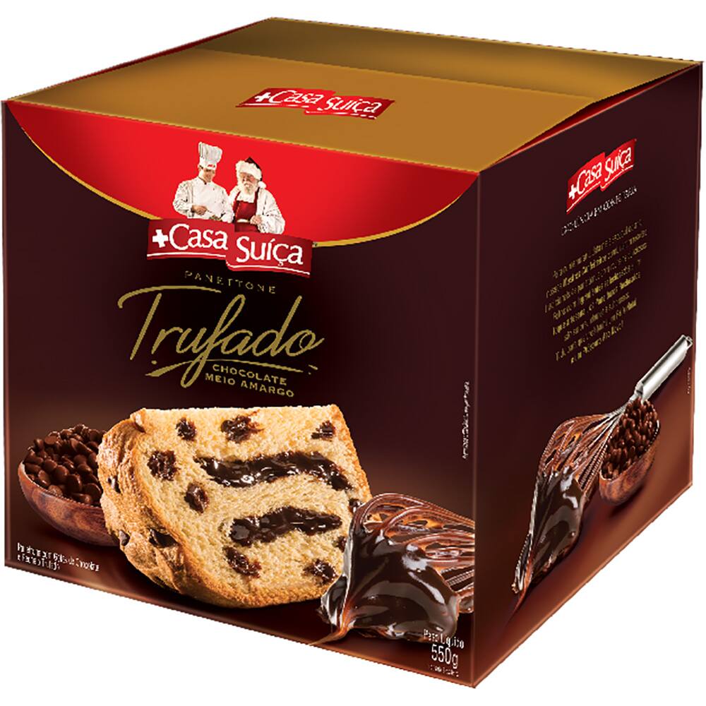 Panettone De Chocolate Trufado Meio Amargo Casa Suica Cx 1 Un Coffee Break Kalunga