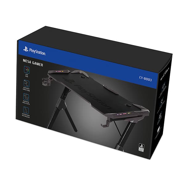 Mesa Gamer Playstation, LED RGB, Preta, CY-8003, Spiral Play - CX 1 UN Mesa Gamer Playstation, LED RGB, Preta, CY-8003, Spiral Play - CX 1 UN