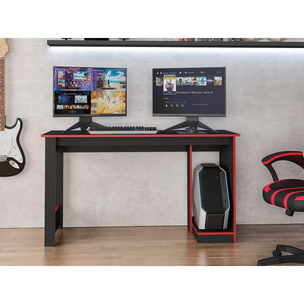 Mesa Gamer para 2 monitores, Preto/Vermelho, Caemmun - CX 1 UN