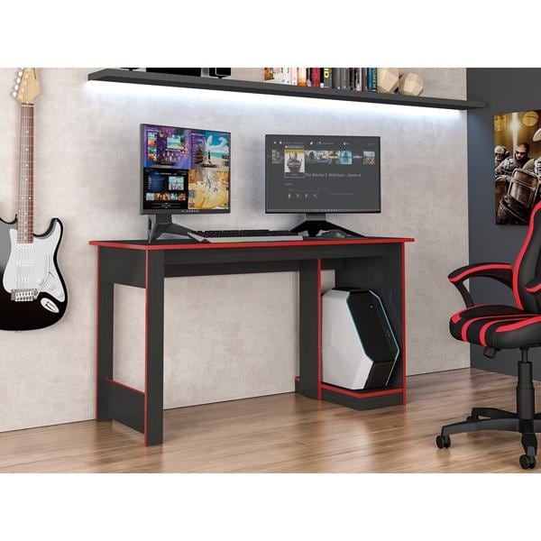 Mesa Gamer para 2 monitores, Preto/Vermelho, Caemmun - CX 1 UN