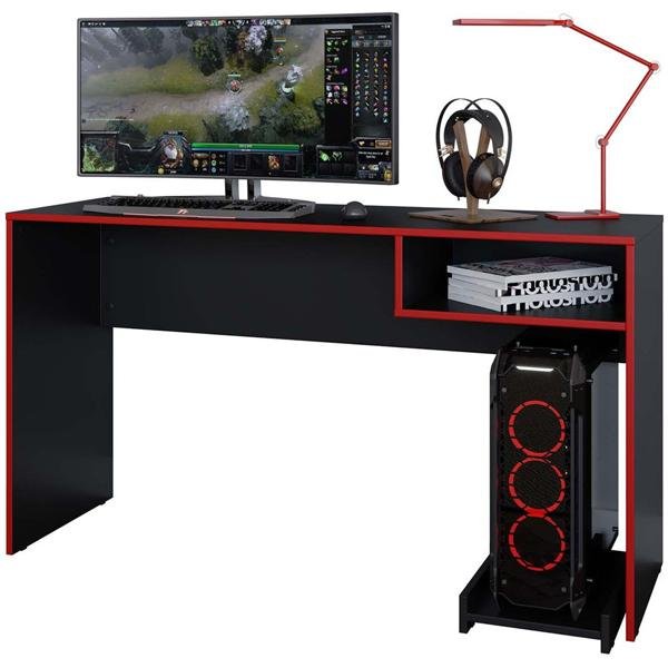 Mesa Gamer para 2 monitores Pixel, Preto/Vermelho, Caemmun - CX 1 UN