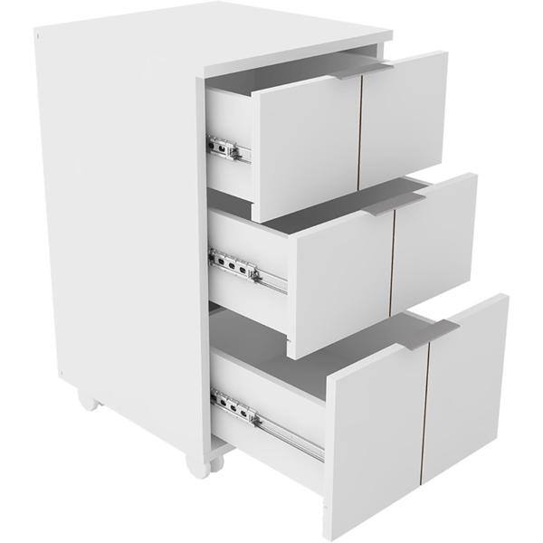 Gaveteiro MDF 3 gavetas com rodízio branco fosco EI072 Multi CX 1 UN