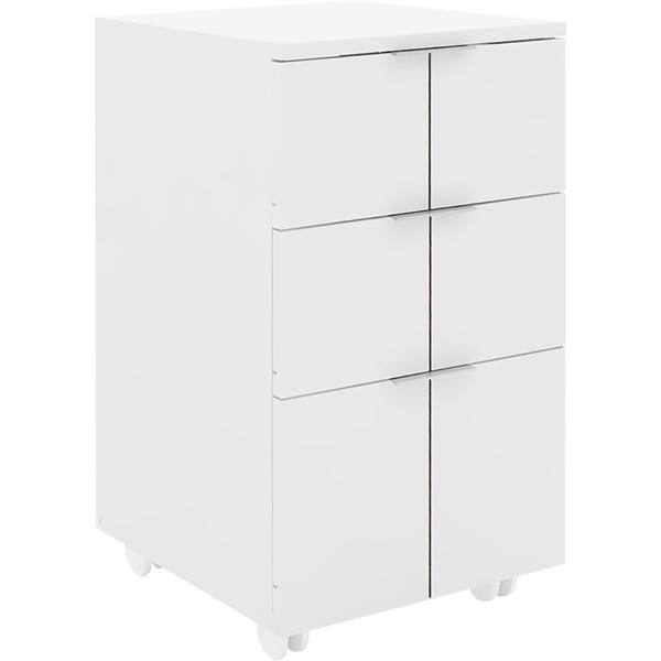 Gaveteiro MDF 3 gavetas com rodízio branco fosco EI072 Multi CX 1 UN