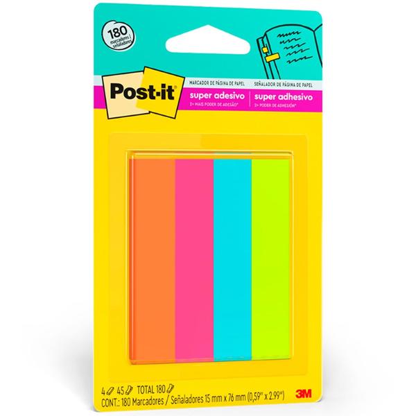 Marcador de Página Adesivo Post-it Flags de Papel 76 mm x 15 mm - 180 folhas - BT 180 UN