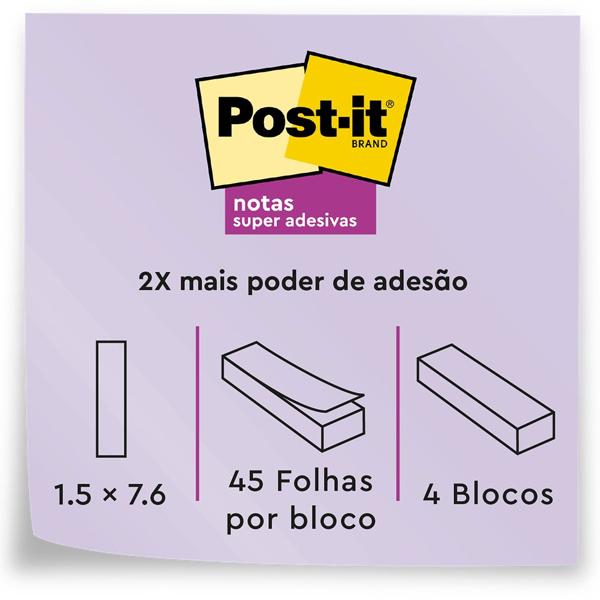 Marcador de Página Adesivo Post-it Flags de Papel 76 mm x 15 mm - 180 folhas - BT 180 UN